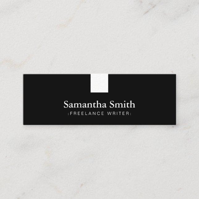 Black & White Compact Freelance Writer Mini Business Card (Front)