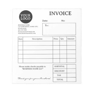 Black & White Company Business Invoice Notepad