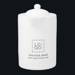 Black White Company Custom Square Business Logo Teapot<br><div class="desc">Promote your business with this elegant,  minimalist teapot,  featuring custom logo & text. Easily add your own logo by clicking on the "personalize" option.</div>
