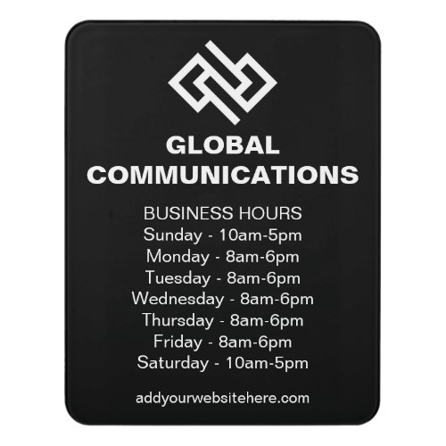 Black White Company Customized Business Hours Door Sign