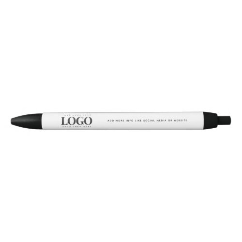 Black  White Company Logo Business Custom Minimal Black Ink Pen