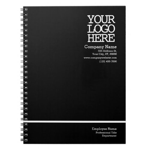Black White Company Logo  Employee Personalized Notebook