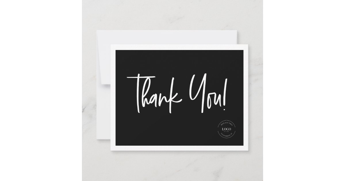 Black White Company Logo Social Icons Simple Thank You Card | Zazzle