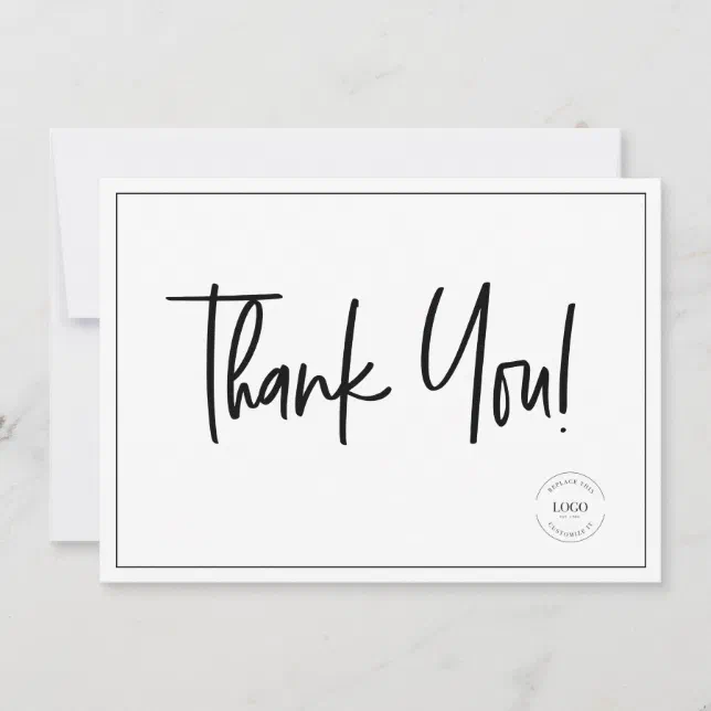 Black White Company Logo Social Simple Thank You Card | Zazzle