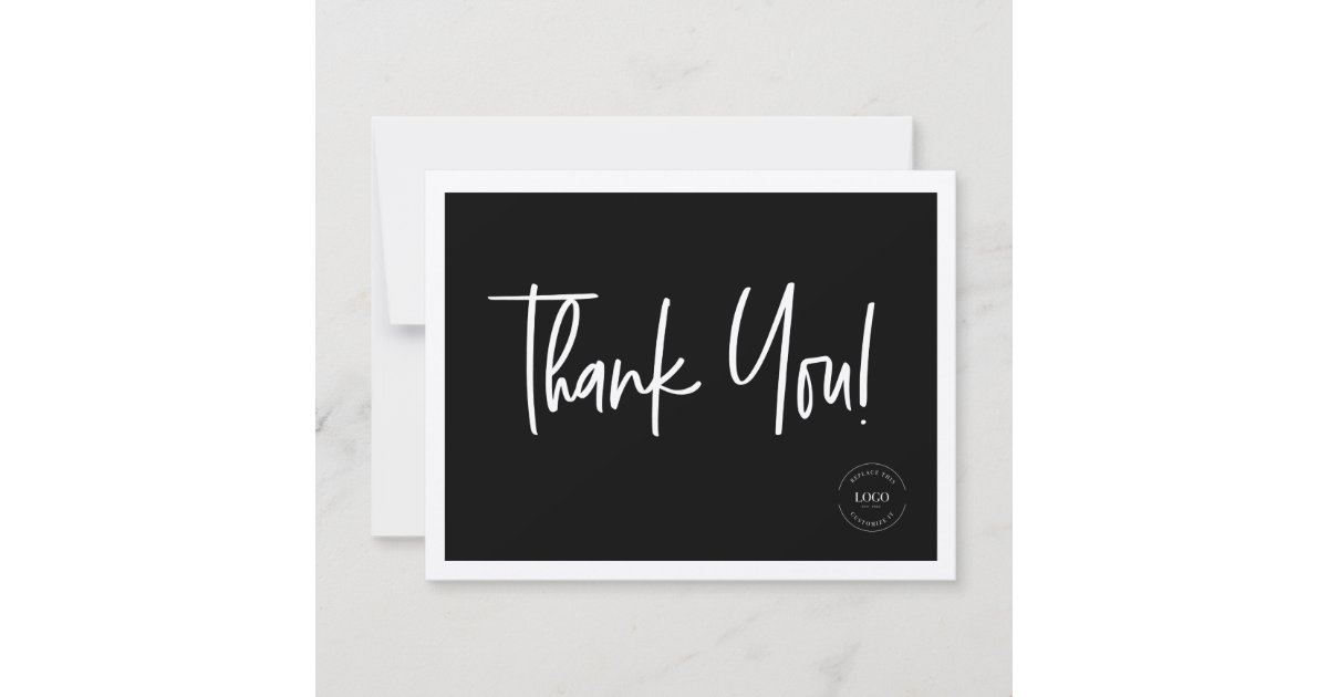 Black White Company Logo Social Simple Thank You Card | Zazzle