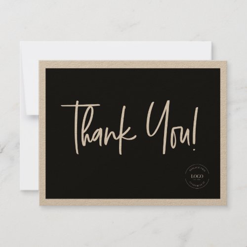 Black White Company Logo Social Simple Thank You Card