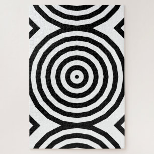 Black & White Concentric Circles Optical Illusion Jigsaw Puzzle