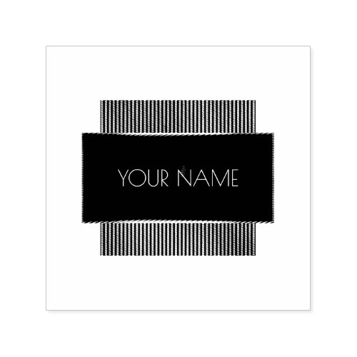 Black White Conceptual Minimal Name Geometry Self_inking Stamp