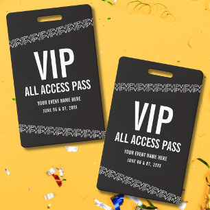Black White Concert Ticket VIP All Access Pass Badge