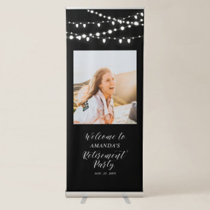 Black & White Confetti Retirement Party Welcome Retractable Banner
