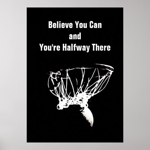 Black White Confidence Motivational Basketball Poster