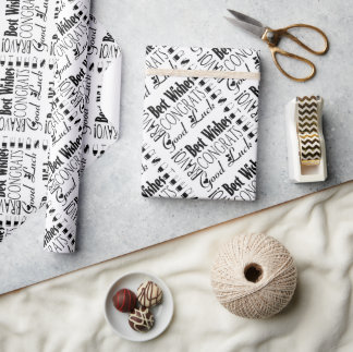 Black/White Congrats Best Wishes Occasion Wrapping Paper