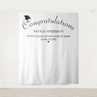Black & White Congratulations Graduation Backdrop