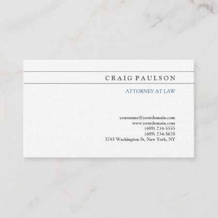 Black White Consultant Attorney At Law Profession Business Card