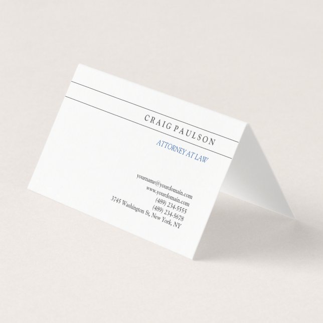 Black White Consultant Attorney at Law Profession Business Card (Front)