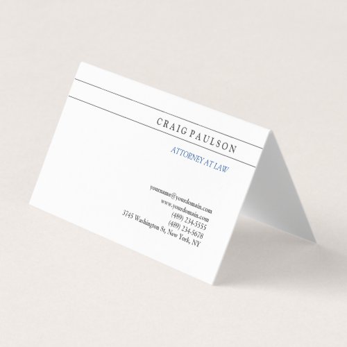 Black White Consultant Attorney at Law Profession Business Card