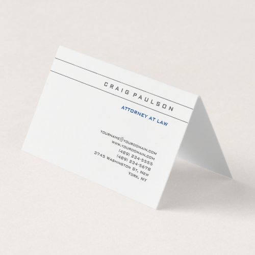 Black White Consultant Attorney at Law Profession Business Card