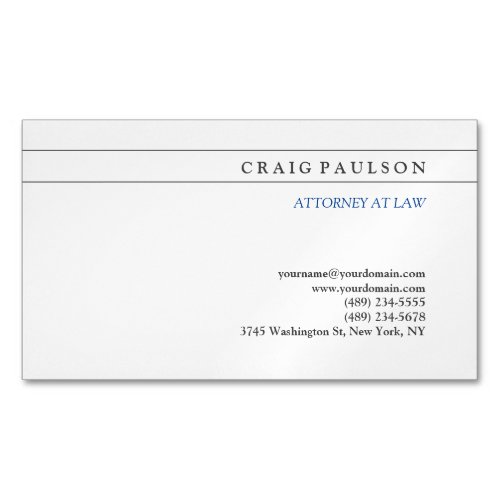 Black White Consultant Attorney at Law Profession Business Card Magnet