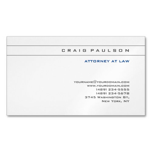 Black White Consultant Attorney at Law Profession Business Card Magnet