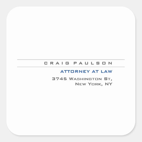 Black White Consultant Attorney at Law Profession Square Sticker