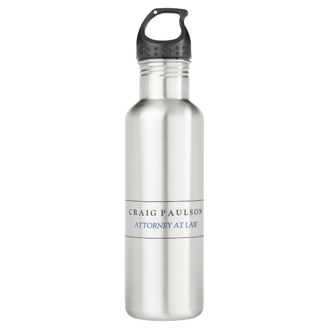 Black White Consultant Attorney at Law Profession Stainless Steel Water Bottle (Front)