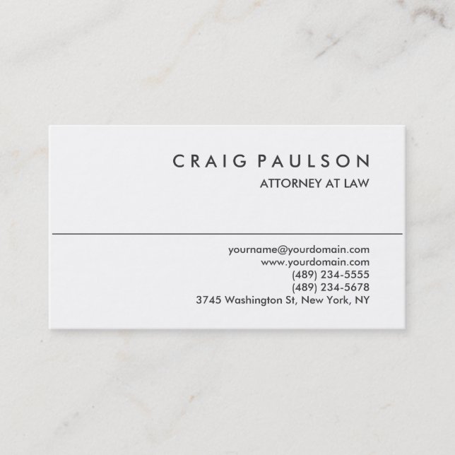 Black White Consultant Attorney Business Card (Front)