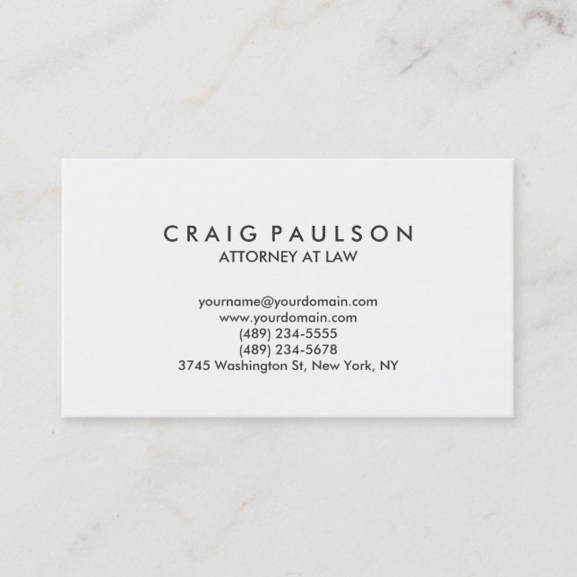 Black White Consultant Attorney Business Card (Front)