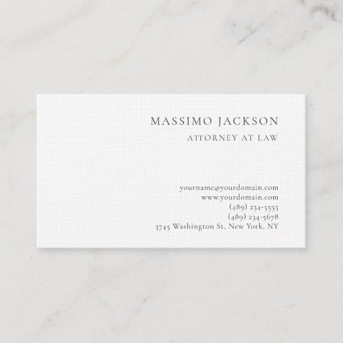 Black White Consultant Attorney Premium Linen Business Card