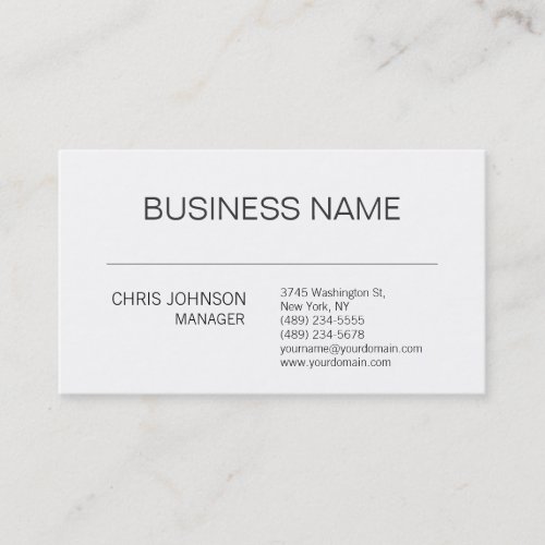 Black White Contemporary Manager Business Card
