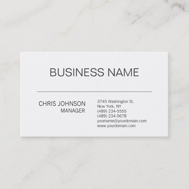 Black White Contemporary Manager Business Card (Front)
