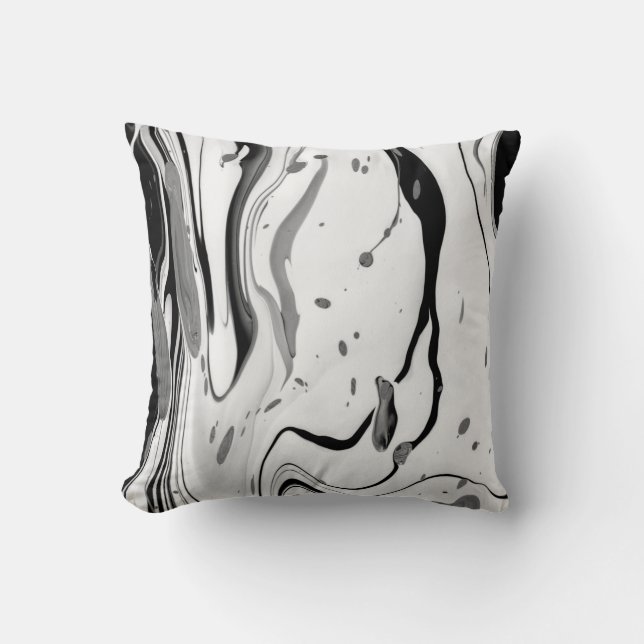 Black White Contemporary Minimalist Abstract Throw Pillow (Front)