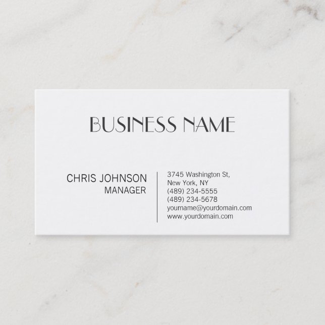 Black White Contemporary Parisian Business Card (Front)