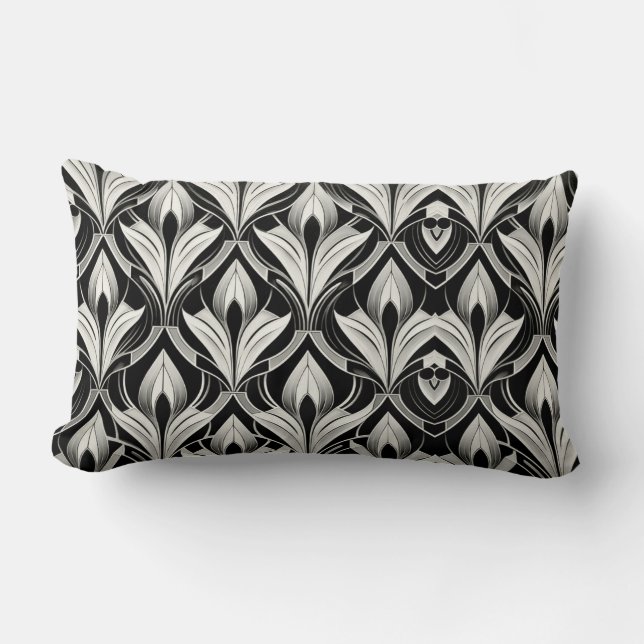 Black & White Contrast Catton Lumbar Pillow (Front)