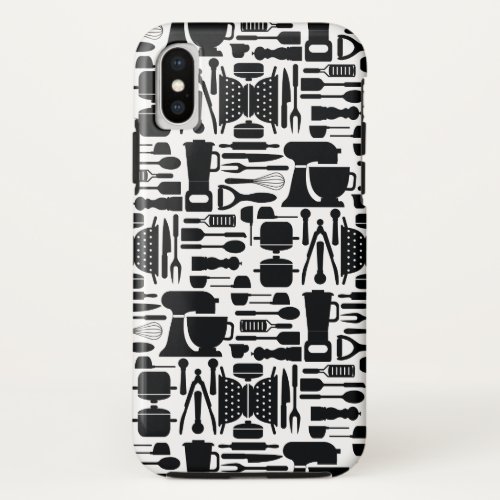 Black  White Cooking Gadgets  Utensils iPhone X Case