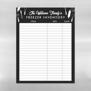 Black White Cooking Tools Name Freezer Inventory Magnetic Dry Erase Sheet