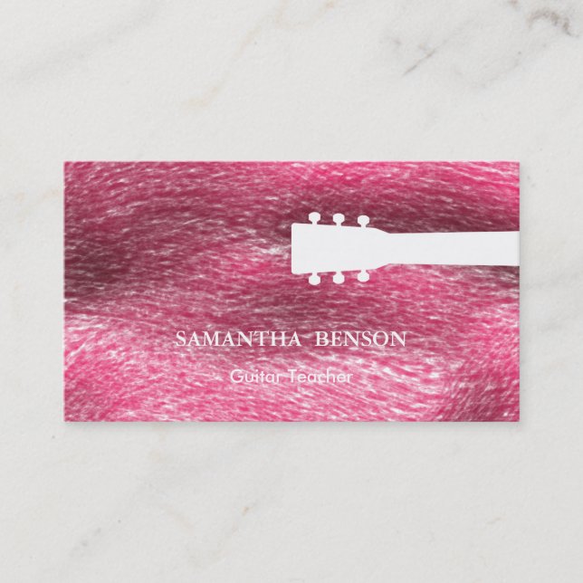 Black & White Cool & Modern Guitar Teacher Music B Business Card (Front)