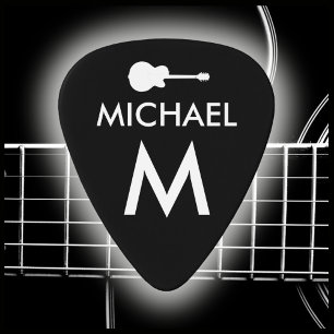 black & white cool modern guitarist photo guitar pick