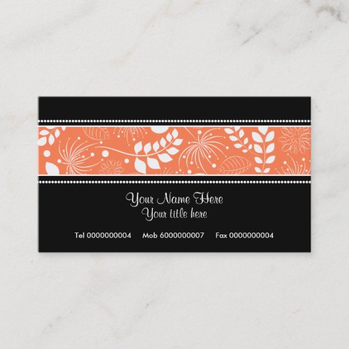 Black white coral floral border business card