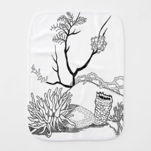 Black & White Coral Reef Under the Sea Burp Cloth