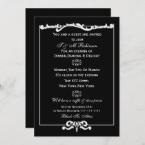 black white corporate event invitations