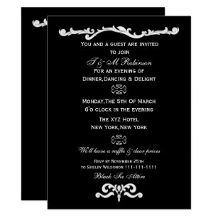 black white corporate event invitations zazzle