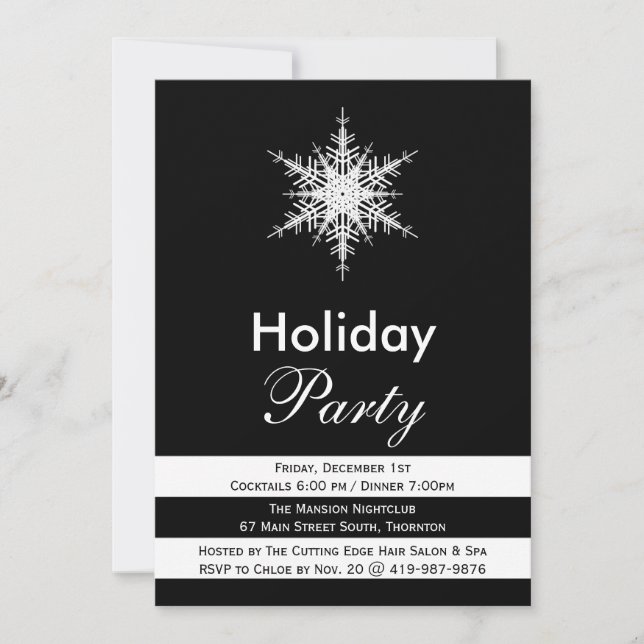 Black & White Corporate Holiday Party Invite (Front)