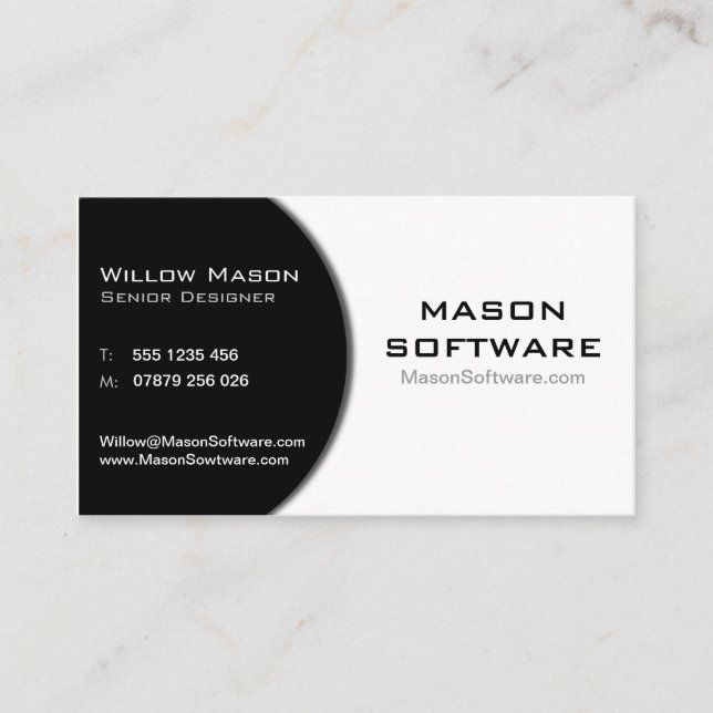 Black & White Corporate Technology Business Card (Front)