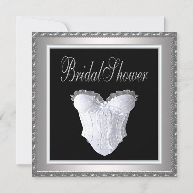 Black White Corset Bridal Shower Invitation (Front)