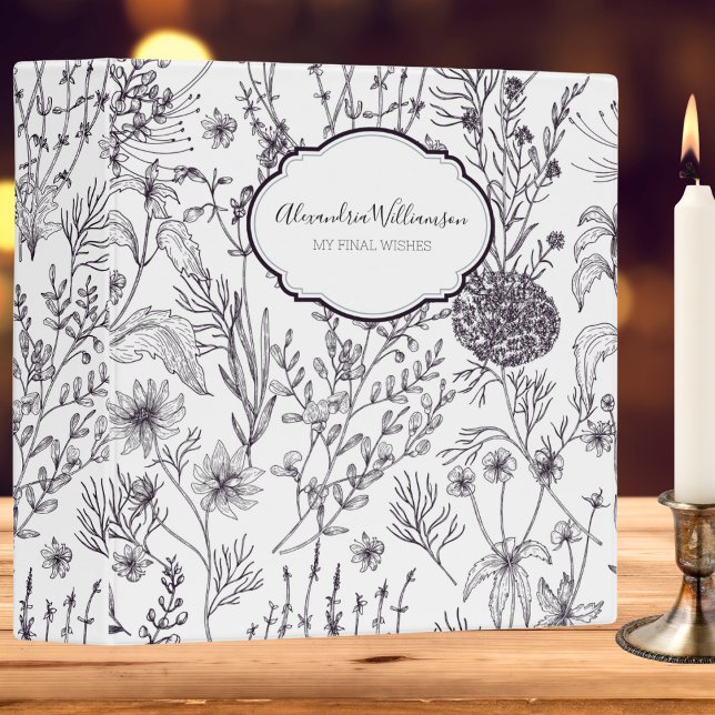 Black & White Country Floral End of Life Planner  3 Ring Binder (Creator Uploaded)