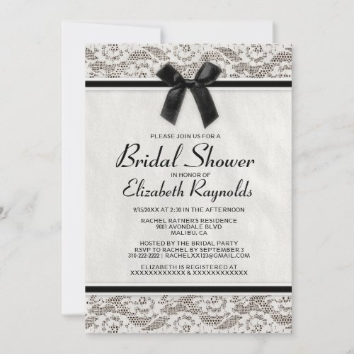 Black White Country Lace Bridal Shower Invitations