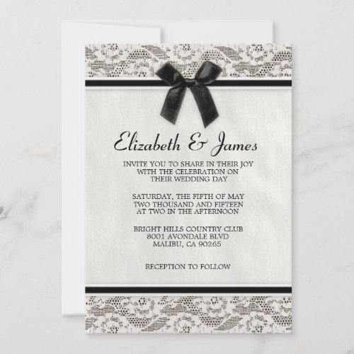 Black &amp; White Country Lace Wedding Invitations