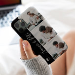 Black white couple names 3 photos collage grid  iPhone 13 case<br><div class="desc">Modern black and white heart couples names 4 photos collage grid,  perfect gift for a couple or best friends.</div>