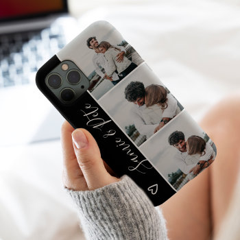 Black White Couple Names 3 Photos Collage Grid  Iphone 13 Case by girly_trend at Zazzle