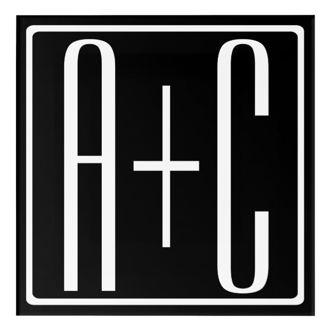 Black & White | Couples Initials Acrylic Print (Front)